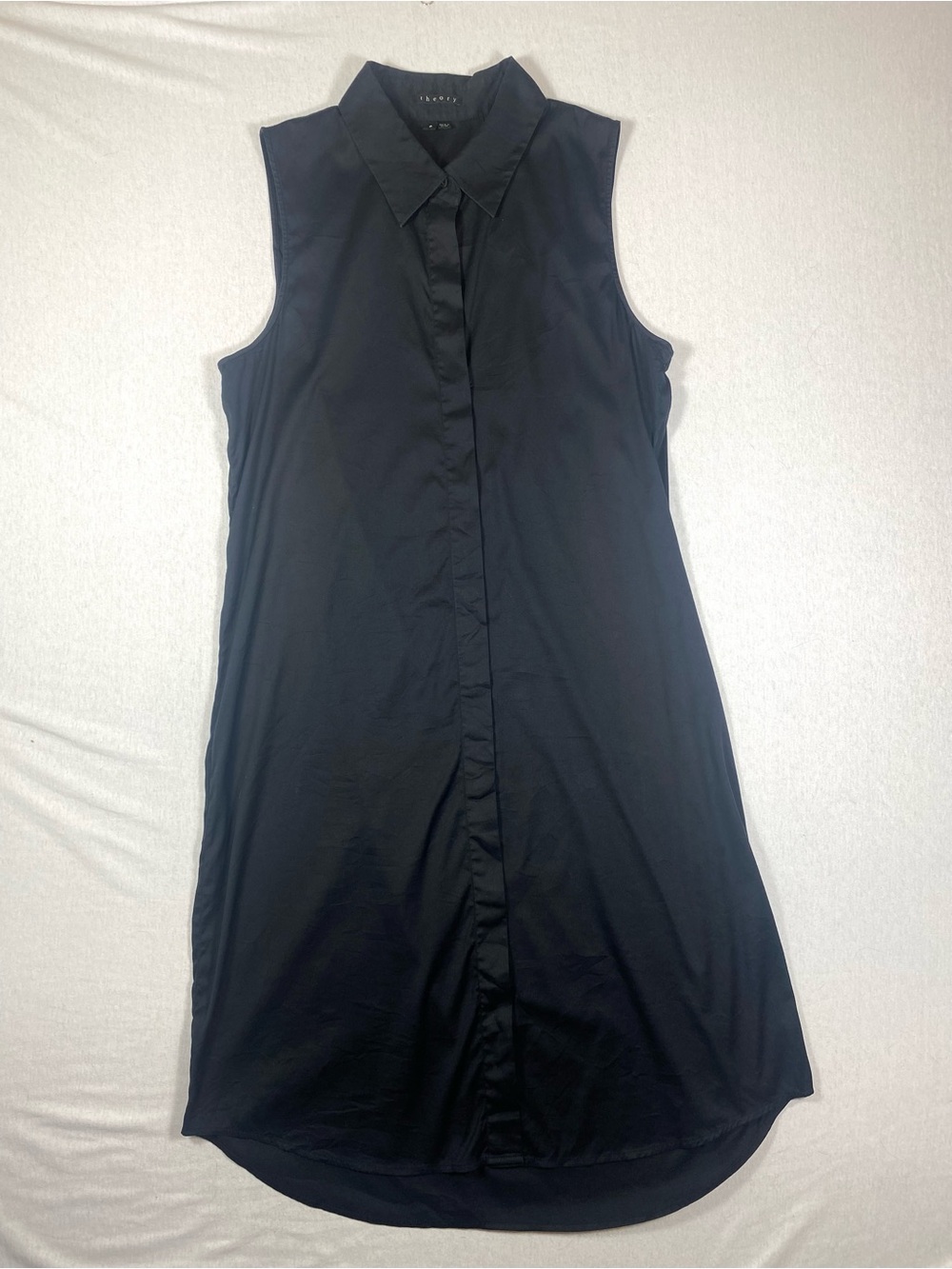 Theory Navy Sleeveless Shirtdress Size 8 Button Front High-Low Hem